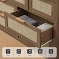 thumbnail image 2 of OAKHAM Commode 7 Tiroirs, Grand Commode en Rotin pour Chambre à Coucher Salon, Noyer Clair, 2 of 7