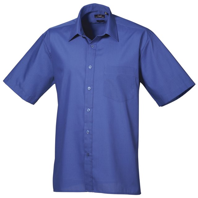Premier Chemise de Travail Formelle en Popeline Unie à Manches Courtes pour Hommes