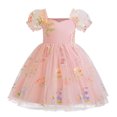 thumbnail image 1 of Yanlir Robe d'Été en Dentelle pour Fille, Princesse, à Volants, Sans Manches, Broderie, Tulle, Nœud, Robes; Robe de Fête à Col Rond; Tenue Imprimée Mode Printemps Été pour Enfants (Rose, 2 Ans), 1 of 9