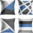 thumbnail image 1 of Set of 4 Throw Pillow Covers Modern Abstract Stripe Simple Geometric Acrylic Bold Decorative Pillow Cases Home Decor Square 16x16 Inches Pillowcases(Grey Blue), 1 of 5