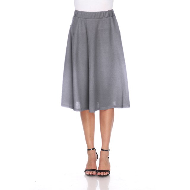 White Mark Women's Mid Length Fit and Flare Skirt