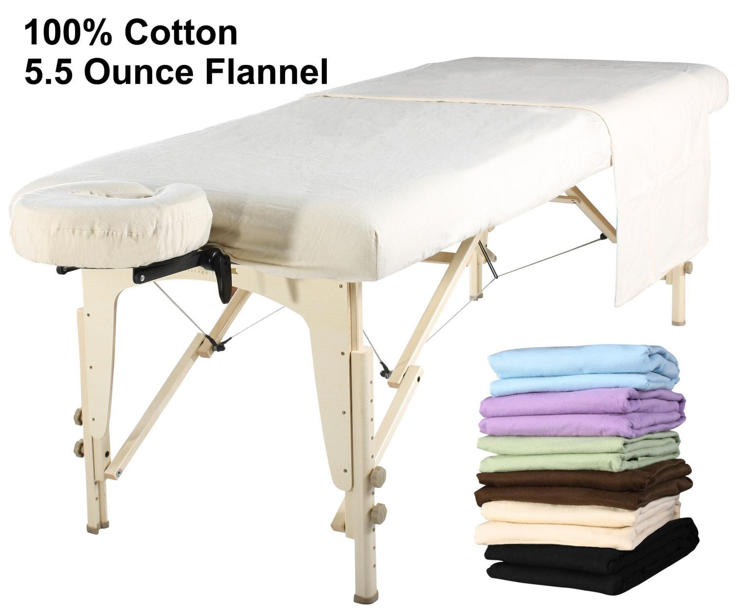 Master Massage Flannel Sheet Set Cotton Table Cover Beauty Bed Cover for Stationary and Salon Bed- Off White