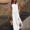 thumbnail image 2 of Kcodviy Summer Dress for Women Dresses Casual Summer Sleeveless Round Neck Maxi Plus Size Slip Dress Dresses Solid Color fork Summer Dresses for Women Opening Dress, 2 of 6