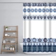 thumbnail image 3 of Rideau de Douche Tribal de Ferme Extra Long 72"x84 Pouces Bleu et Blanc avec Crochets en Plastique, Lavable à la Machine, Imperméable, Tissu Polyester, Rideau de Salle de Bain Moderne Boho pour Déco de Salle de Bain, 3 of 5