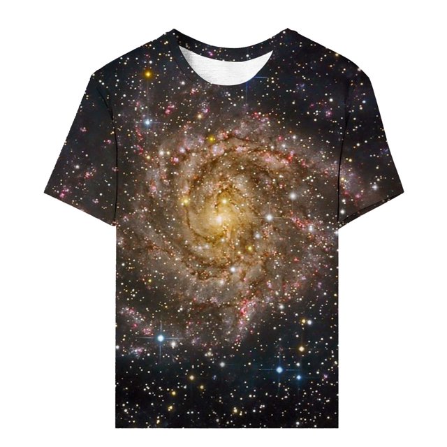 LUOGENLI T-shirts pour Femmes Col Rond Étoile Mode Décontractée Imprimé Manches Courtes T-shirts Graphiques T-shirts Graphiques de la Saint-Valentin Pêche Pâques Or L