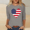 thumbnail image 2 of Jinhomg Chemises d'Été pour Femmes 2025 T-Shirts à Manches 3/4 du 4 Juillet Décontractés à Col Rond Tuniques Graphiques avec Drapeau Américain Hauts Tenues de Parade de Vacances de Rue Gris m, 2 of 5
