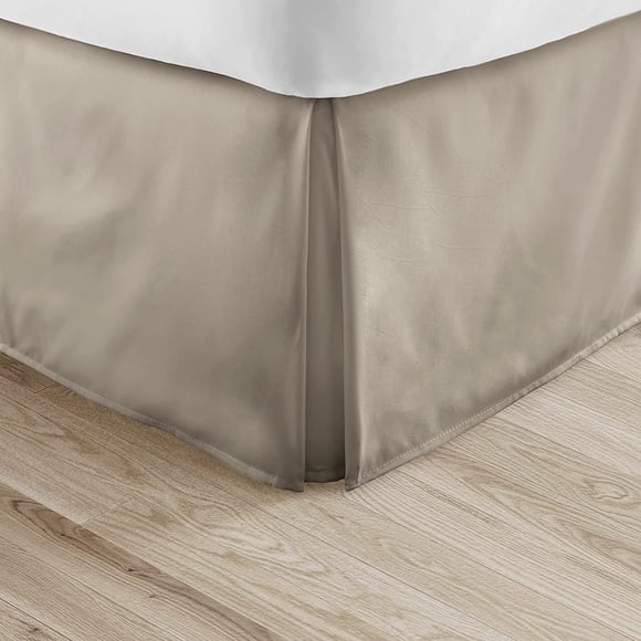 Alive Pixels Jupe de Lit Taupe Uni 100 pour Cent Coton Coins Fendus Plissée 1 Mcx avec Retombée de 21 Pouces 200 Fils (California Très Grand, Taupe)