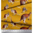 thumbnail image 2 of Soimoi Gold Satin Silk Fabric Kangaroo & Giraffe Animal Decor Fabric Printed Yard 42 Inch Wide, 2 of 3