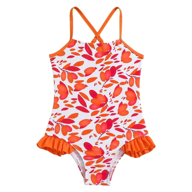 TBWNWG Girls Ruffle Triangle Bikini Set Cute Fresh Spring and Summer Swimwear for Toddler,Size 4-5 Years