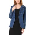 thumbnail image 1 of INSPIRE CHIC Veste en Denim Décontractée pour Femme à Revers, Manches Longues, avec Poches, 1 of 6