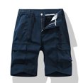 thumbnail image 3 of Birdeem Men Casual Solid Zipper Button Pockets Elastic Waist Cropped Cargo Shorts, 3 of 3