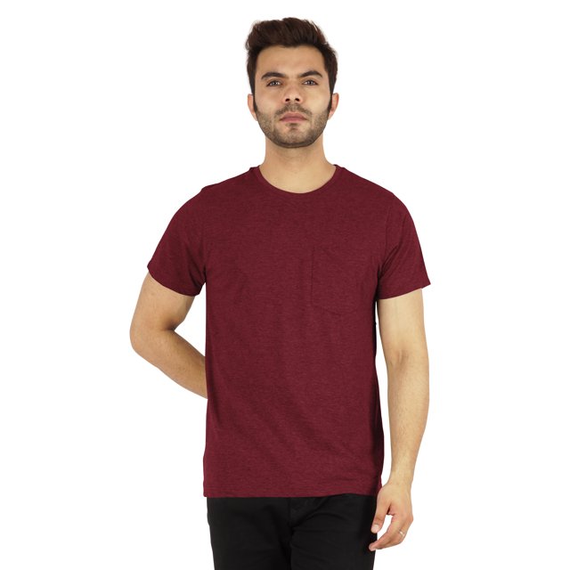 Inkmeso Solid Short Sleeve Crewneck T-ShirtForMens Lightweight EverydayShirtsW/ Patch Pocket