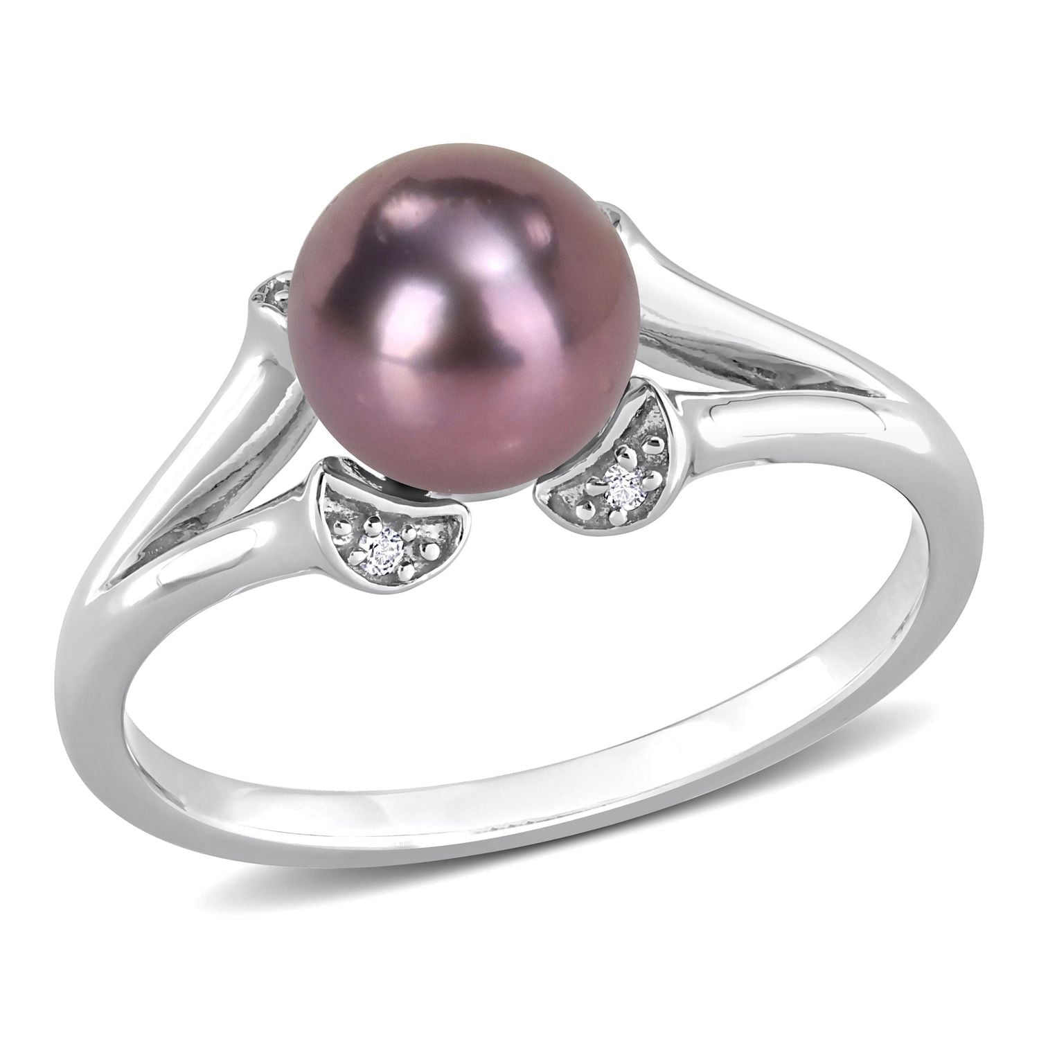 Bague Miabella en argent sterling avec perle de culture d'eau douce noire et topaze blanche