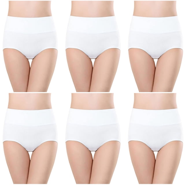 Plebaso Womens High Waisted Cotton Underwear Full Coverage Ladies Panties Multipack Regular and Plus Size