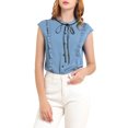 thumbnail image 1 of INSPIRE CHIC Women's Tie Neck Cap Sleeve Button Down Ruffle Summer Shirts, 1 of 6