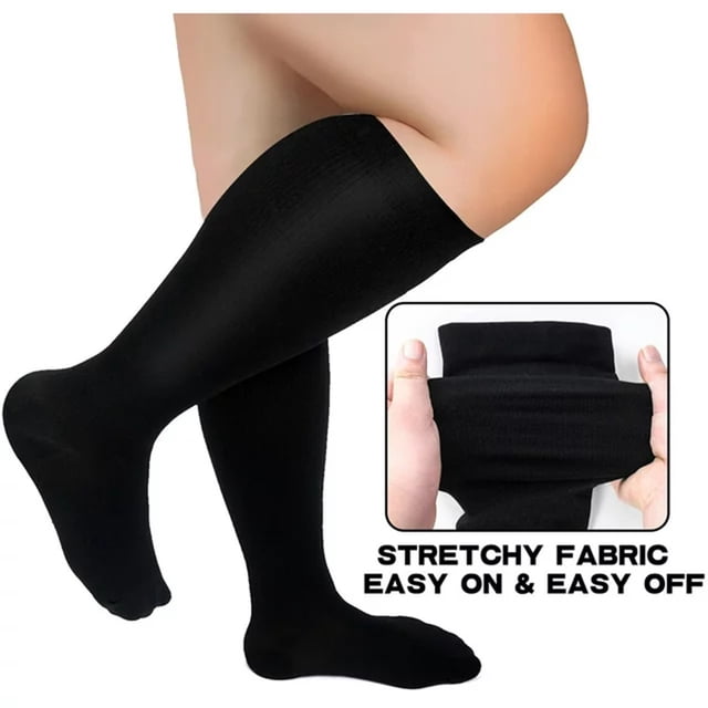 WIFKLSIIPG Bas de Compression à Mollet Grand pour Femmes et Hommes Circulation Grande Taille Bas de Soutien Jusqu'au Genou
