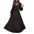 thumbnail image 2 of Jienlioq Robe pour Femmes Liquidation Femmes Mode Décontractée Mousseline Ajustée Col en V Grand Pendentif Manches Longues Robe Fleurie, 2 of 9
