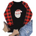 thumbnail image 4 of Femmes Manches Longues Chemises Col Rond Pull-Over Sweat-Shirt Motif Raglan Casual Tunic Tops Chemise Imprimée de Noël, 4 of 5