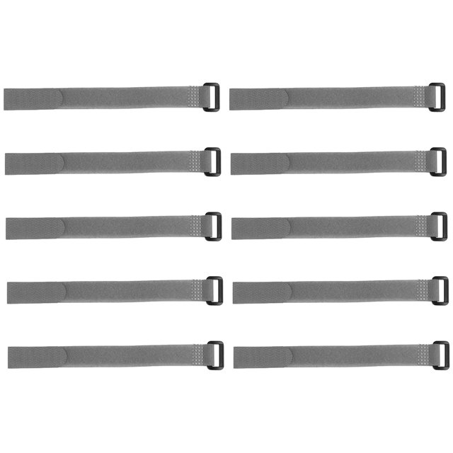 Unique Bargains 10 Pcs Sangles à Crochets et Boucles 3/4 Pouces x 10 Pouces Sangles de Fixation Réutilisables Attache de Câble (Gris)