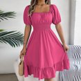 thumbnail image 4 of HomeGardon Liquidation de Robes d'Été! Robes pour Femmes 2025, Robe d'Été Décontractée pour Femme à Manches Courtes, Taille Cintrée, Couleur Unie, P-TG, 4 of 6