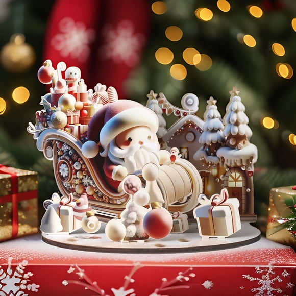 Décor de Bureau Casse-Têtes en Bois 3D pour Arbre de Noël Maison de Poupée Miniature Bricolage Kit de Maison Casse-Tête en Bois 3D Kit d'Artisanat pour Adultes Ados
