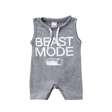 Baby Sleeveless Romper Letter  Solid Color Jumpsuits