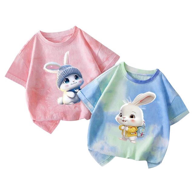Jamicy Chemises de Bain pour Filles Cadeau pour Enfants Hauts Mignons pour Filles 2 Pcs Manches Courtes T-Shirts d'Été Mode T-Shirts Graphiques Col Rond Chandail Tee