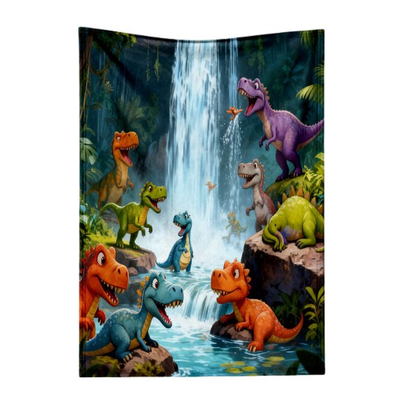 BotaniNest Cute Dinosaurs Digital Print Flannel Lightweight Flannel Throw Blanket Cute Dinosaurs Digital Print Contemporary Animal Theme For All Season Cozy Comfort Heavyweight Warm