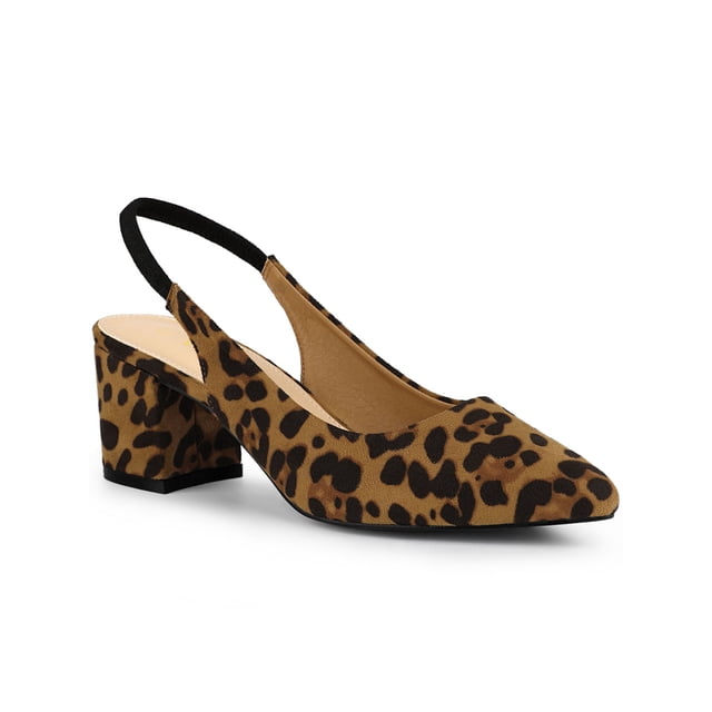 BLISSFUL STEP Escarpins à Talon Bloc pour Femmes Talons Slingback Léopard 9. Ces Talons pour Femmes Présentent une Empeigne en faux Suède avec un Motif Imprimé Léopard, un Bout Pointu et un Talon Bloc ABS de 2 3/4 Po. La Conception Slingback Comprend une Bride Élastique pour un Ajustement Sécuritaire. la Nuance Jaune Moutarde Ajoute une Touche chic, les Adaptant aux Sorties Décontractées, au Port au Bureau Ou à l'Usage Quotidien. Conçus avec une Semelle Extérieure en Caoutchouc durable pour une performance durable.