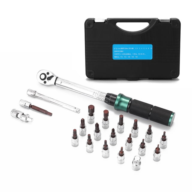 Labymos 2-24N.m 1/4 Inch Drive 21 PCS Preset Torque Wrench Bits Set Quick Release Mini