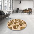 thumbnail image 4 of Ahgly Tapis d'Intérieur Lavable en Machine Carré Transitionnel Bisque Foncé Marron, 4 Pieds Carré, 4 of 7