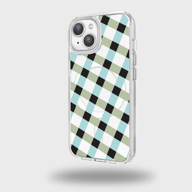 Caseco iPhone 15 Clear Case - Dark Lattice Design