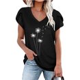 thumbnail image 2 of Besolor Femmes Été Tops Tendance Pétale Manches Courtes Imprimés Chemises Casual Col Rond Sortir Chemisier Tee-Shirt, 2 of 4