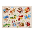 thumbnail image 1 of Jindong Kids Wooden Peg Puzzles Set with Alphabet Numbers Fruits Animals and Vehicles, 1 of 9