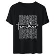 thumbnail image 4 of SMihono Hauts pour Femmes Été Chic Décontracté Mode pour Femmes Ample Col Rond Chandail à Enfiler de Base Fête des Enseignants Mignon Imprimé Manches Courtes Haut T-Shirt T-Shirt Oversize pour Femmes 2023, 4 of 7