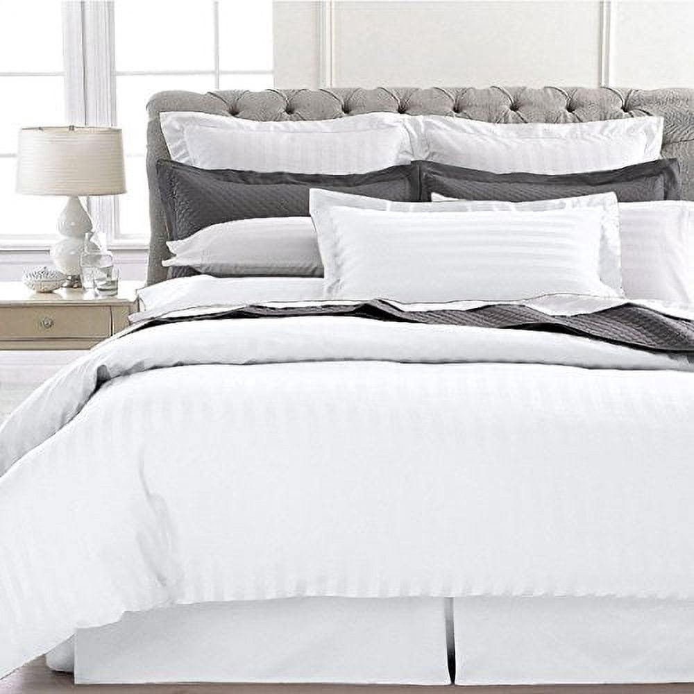 Ultra Soft 1800 Series 3 PC Striped Duvet Set (Full/Queen, White)
