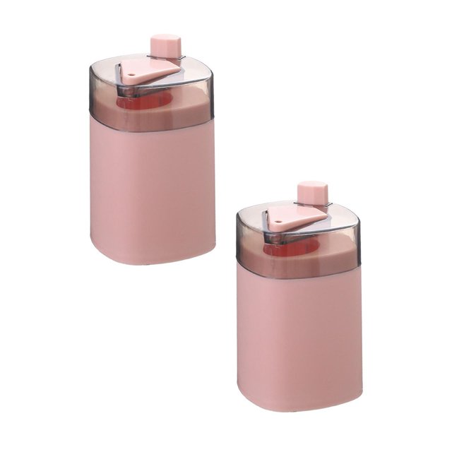 Oleegame 2PC Stainless Steel Cutlery Set Automatic Toothpick Dispenser Toothpick Holder Automatic Toothpick Dispenser Pink
