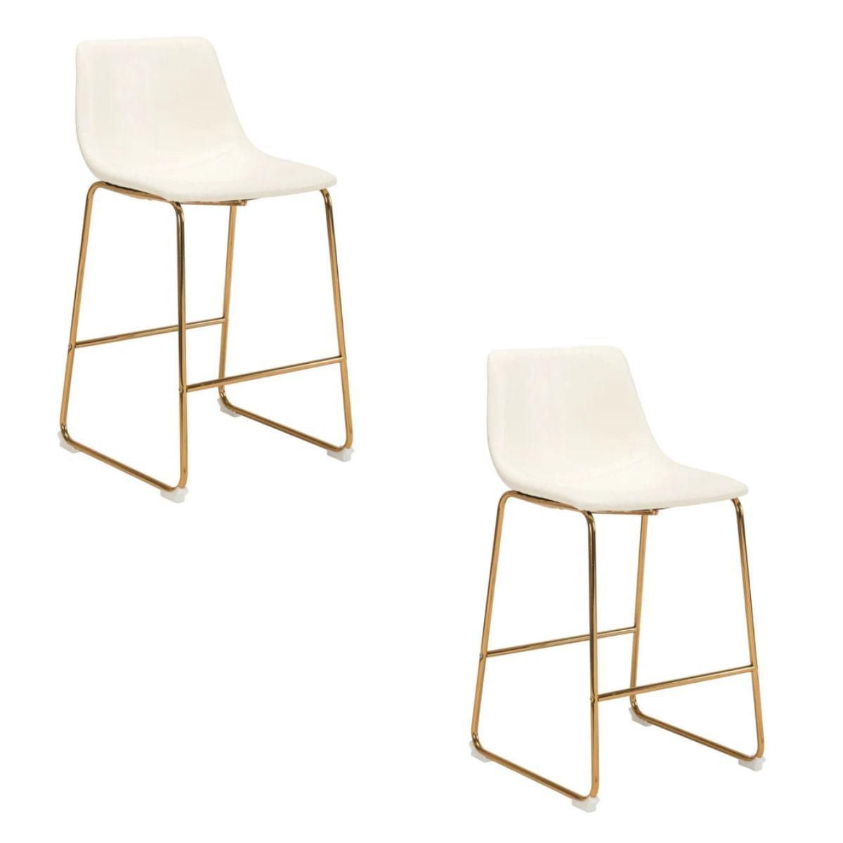 Tabouret de bar Heavenly Collection en PU avec pieds dorés LOT DE 2