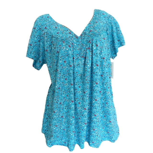 CEHVOM Women Plus Size Short Sleeves V-Neck Print Blouse Pullover Tops Shirt