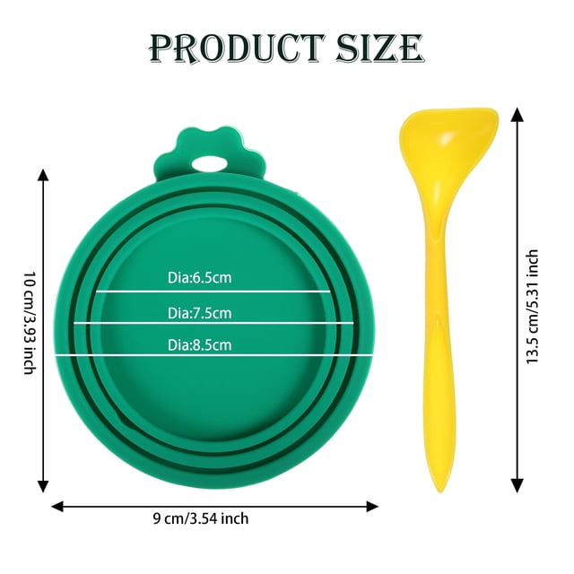 Baohd Cute Practical Reusable Lid For Seal Cover Safe And Non-toxic Convenient And Portable Canned Lid yellow+spoon+green 1Set