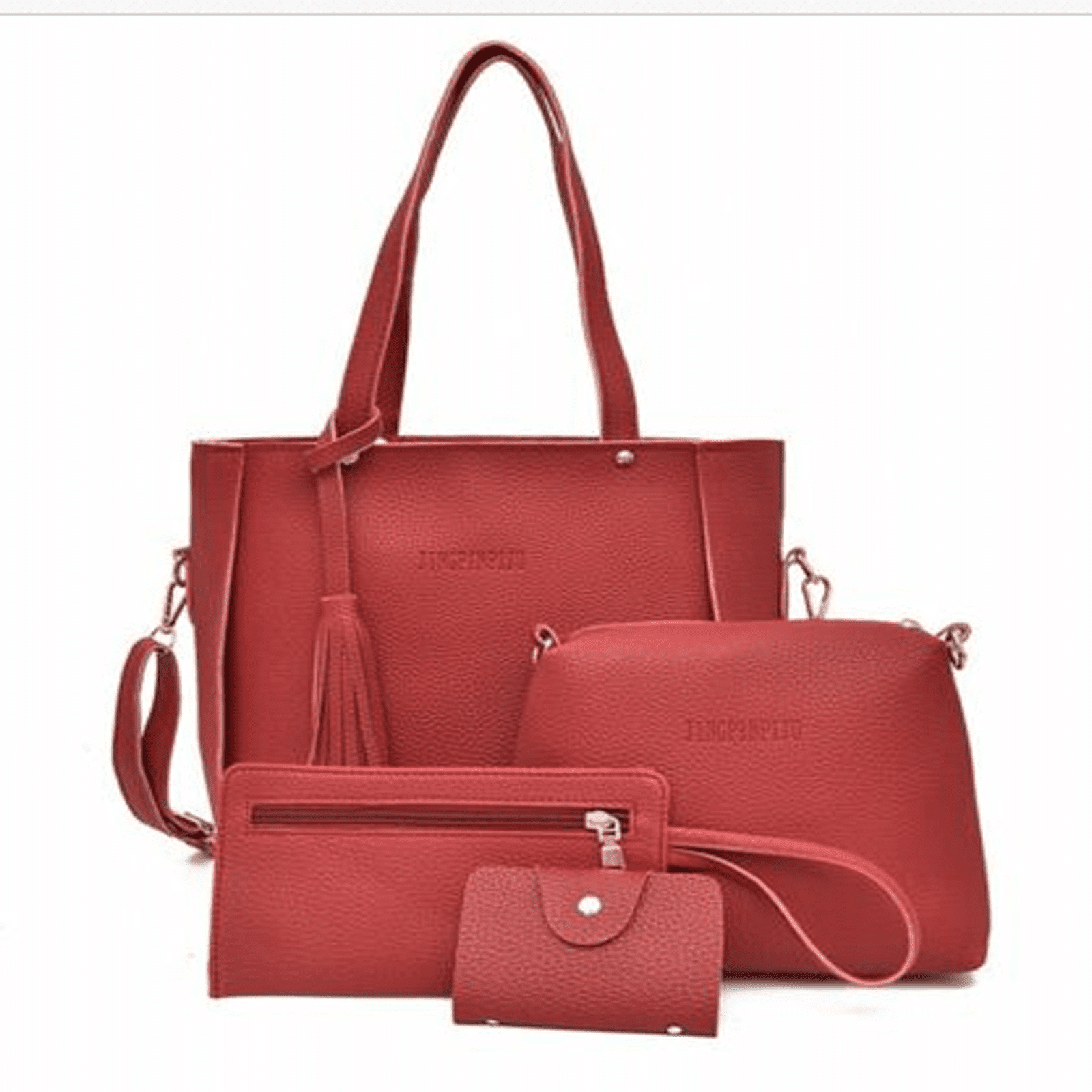 4pcs Women Leather Handbag Shoulder Bags Tote Purse Card Holder Set