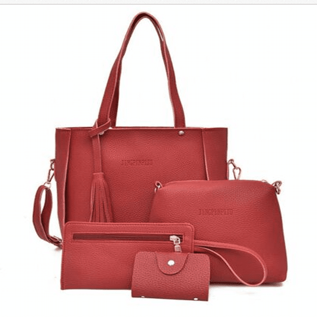 4pcs Women Leather Handbag Shoulder Bags Tote Purse Card Holder Set
