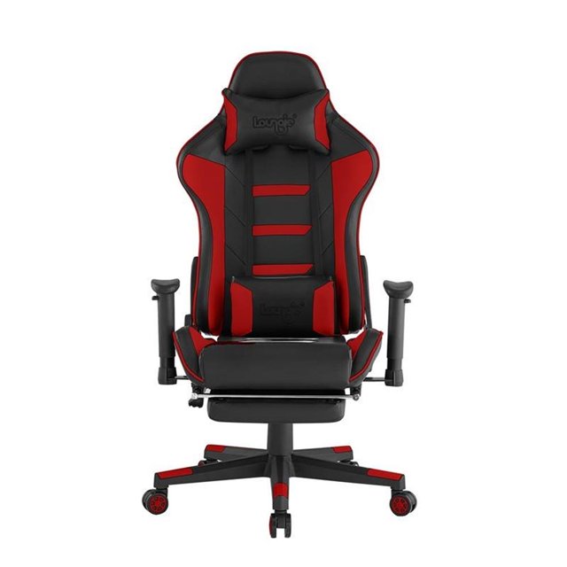Posh Living Mari Adjustable Faux Leather & Plywood Game Chair in Red/Black