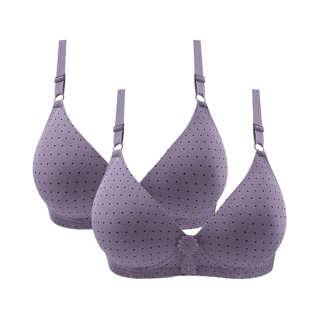 Timegard 2pc Bras for Women No Underwire Deep V Neck Comfort Breathable Bra Full Coverage Daily Bralette