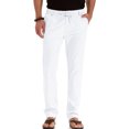 thumbnail image 1 of MAWCLOS Mens Trousers Elastic Waist Pants Drawstring Bottoms Fitted Summer Solid Color Loungewear White S, 1 of 4