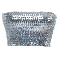 thumbnail image 1 of Womens Shiny Sequin Party Cropped Strapless Bandeau Stretch Tube Top, 1 of 1