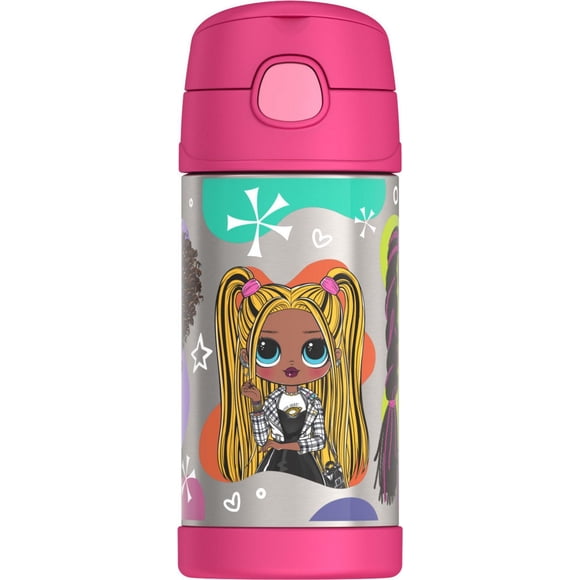 Thermos Funtainer 12 Oz Vacuum Insulated Straw Bottle, OMG LOL Surprise