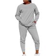 thumbnail image 1 of Timegard Ensembles 2 Pcs pour Femmes Col Ras du Cou Haut à Manches Longues Pantalon de Course Tenues d'Automne Confortables avec Poches, 1 of 6