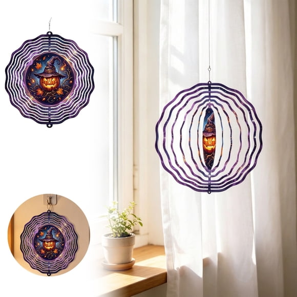 Zecgelong Pumpkin Wind With Witch Hat Leaves Halloween Hanging For Outdoor And Indoor