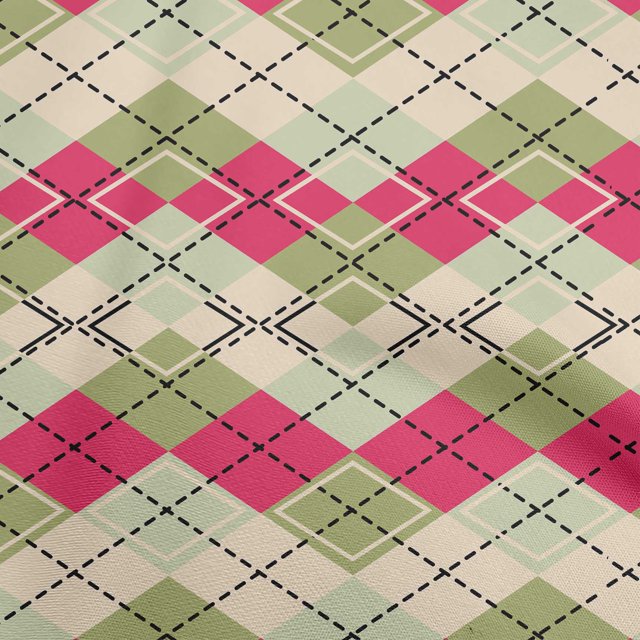 oneOone Silk Tabby Pink Fabric Check Sewing Material Print Fabric By The Yard 42 Inch Wide